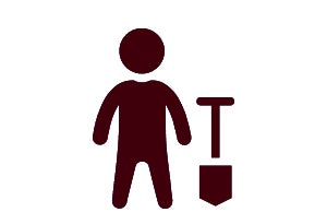 person with shovel